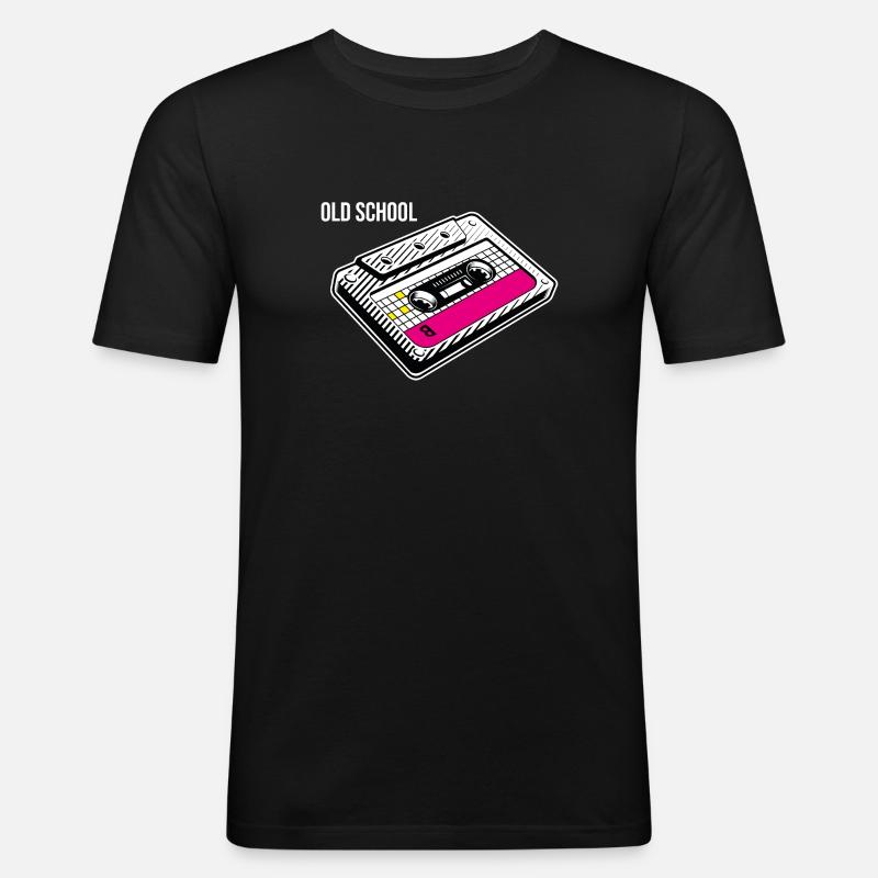 Old School - Männer Slim Fit T-Shirt - Schwarz