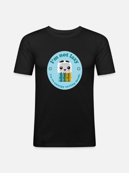 Cute Battery - Männer Slim Fit T-Shirt - Schwarz