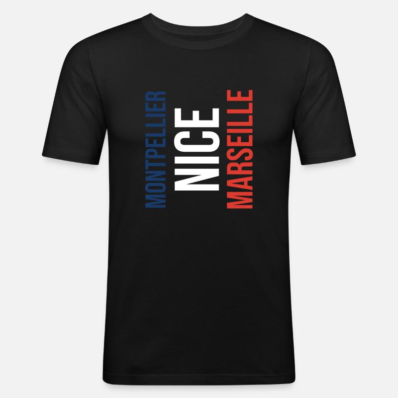 Montpellier Nizza oder Marseille? - Männer Slim Fit T-Shirt - Schwarz
