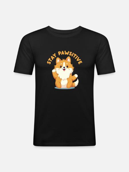 Stay Pawsitive - Men's Slim Fit T-Shirt - black