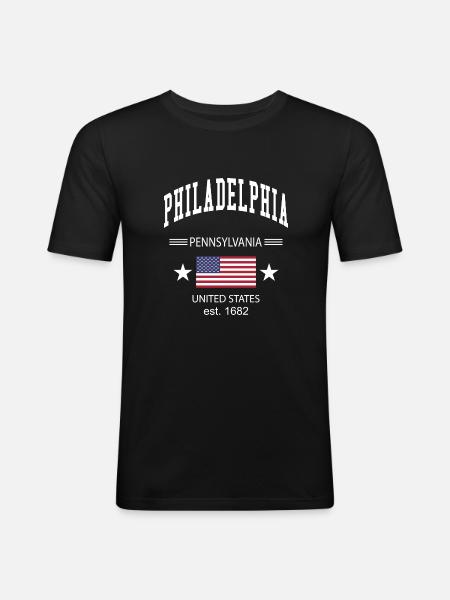 Philadelphie - T-shirt près du corps Homme - noir