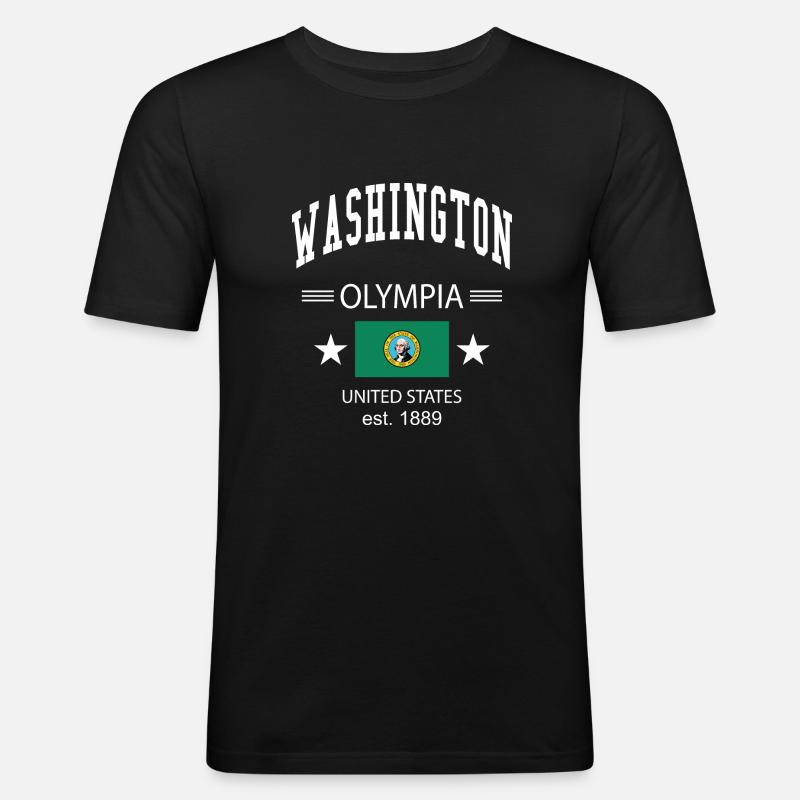Washington - Männer Slim Fit T-Shirt - Schwarz