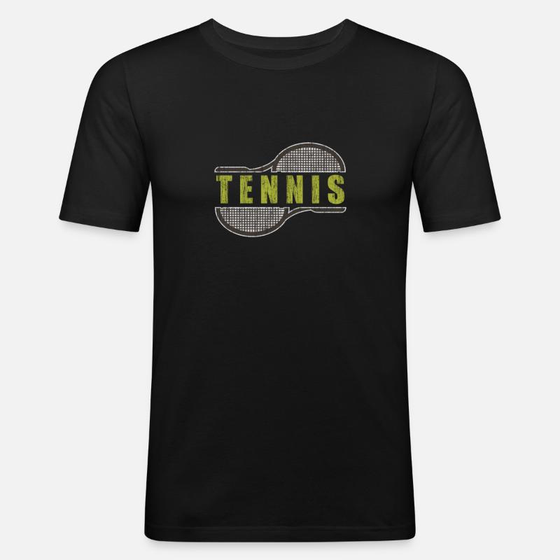 Tennis Schläger - Männer Slim Fit T-Shirt - Schwarz