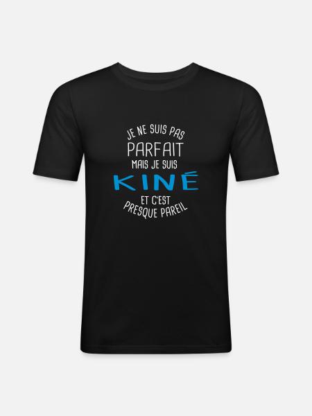 Pas parfait mais kiné - T-shirt près du corps Homme - noir