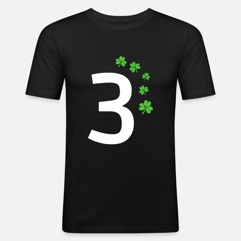 3 - Männer Slim Fit T-Shirt - Schwarz