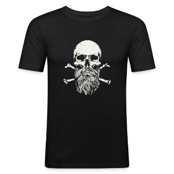 Crâne barbu - crâne - T-shirt près du corps Homme - noir - Devant - Nik (191cm)