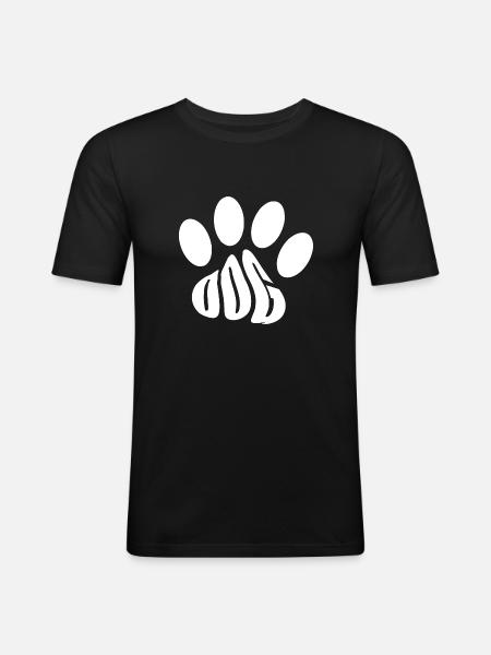 Hundepfote Textform - Männer Slim Fit T-Shirt - Schwarz