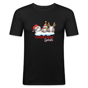 Weihnachtsstimmung Baseball - Männer Slim Fit T-Shirt - Schwarz - Vorne - Nik (191cm)