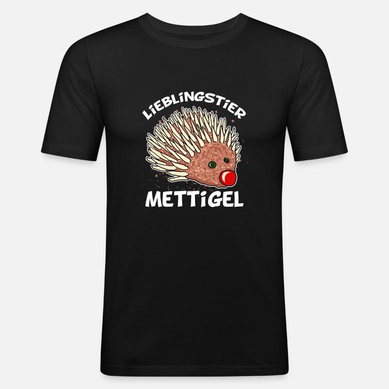 Lieblingstier Mettigel Hackfleisch Hack Igel - Männer Slim Fit T-Shirt - Schwarz