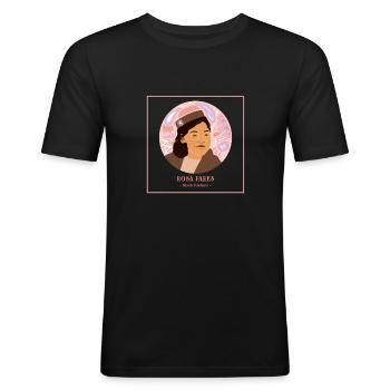 Rosa Parks Black History - Männer Slim Fit T-Shirt - Schwarz - Vorne - Nik (191cm)