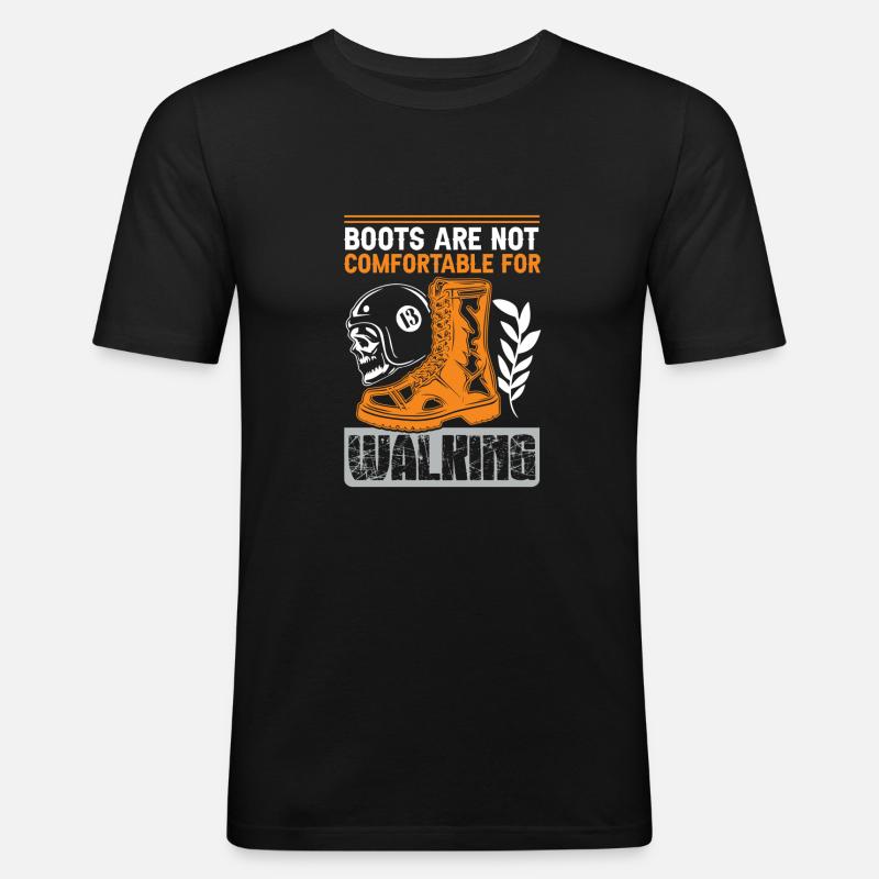 motorrad spruch boots - Männer Slim Fit T-Shirt - Schwarz