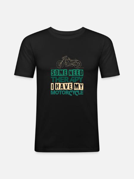 Motorcycle Therapy Biker Saying - Men's Slim Fit T-Shirt - black