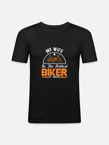 Motorcycle wife Spruch - Men's Slim Fit T-Shirt - black