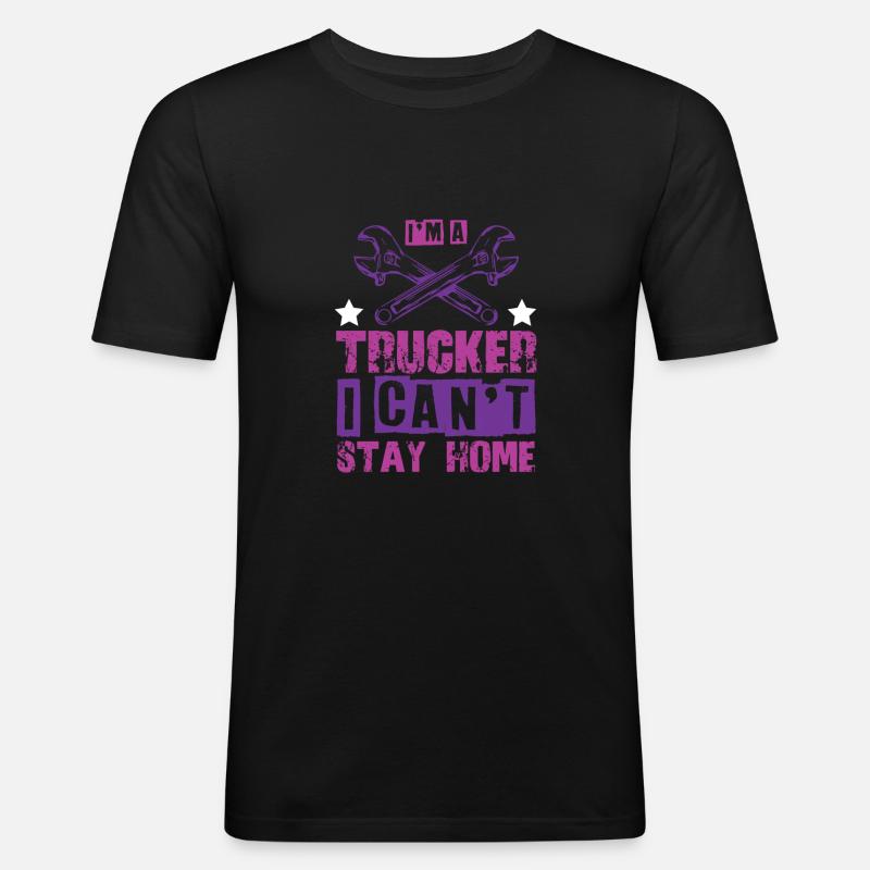 trucker cooler spruch - Männer Slim Fit T-Shirt - Schwarz