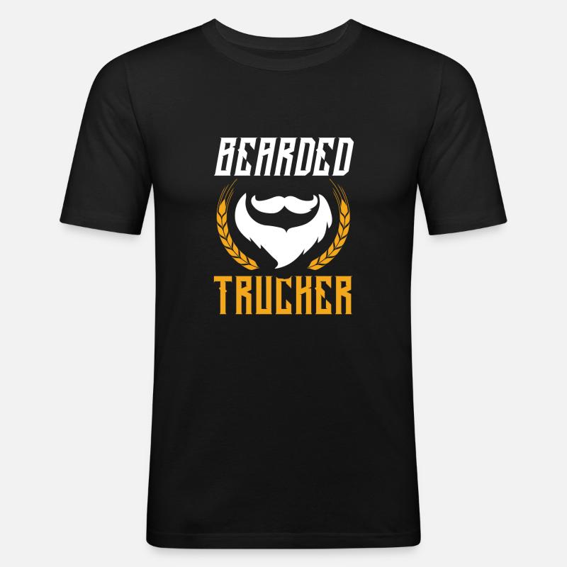 trucker vollbart spruch - Männer Slim Fit T-Shirt - Schwarz