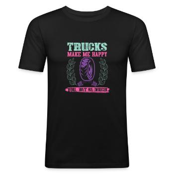 Camionneur heureux - T-shirt près du corps Homme - noir - Devant - Nik (191cm)