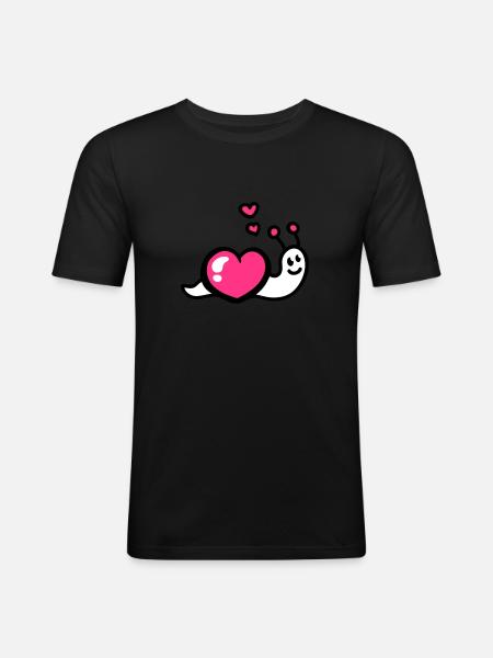Herz Schnecke 3 - Männer Slim Fit T-Shirt - Schwarz