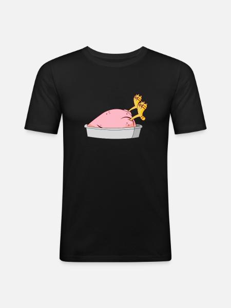 Truthahn - Essen - Männer Slim Fit T-Shirt - Schwarz