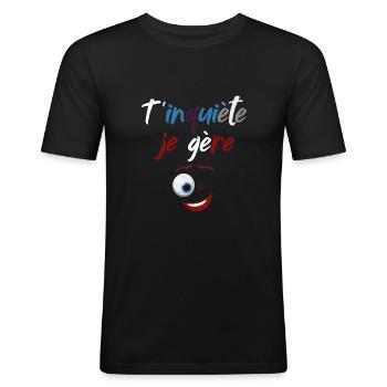 Mach dir keine Sorgen, ich schaffe es, Augenzwinkern Humor - Männer Slim Fit T-Shirt - Schwarz - Vorne - Nik (191cm)