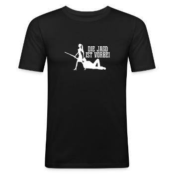 La chasse est terminée JGA Bride Groom T-shirt - T-shirt près du corps Homme - noir - Devant - Nik (191cm)