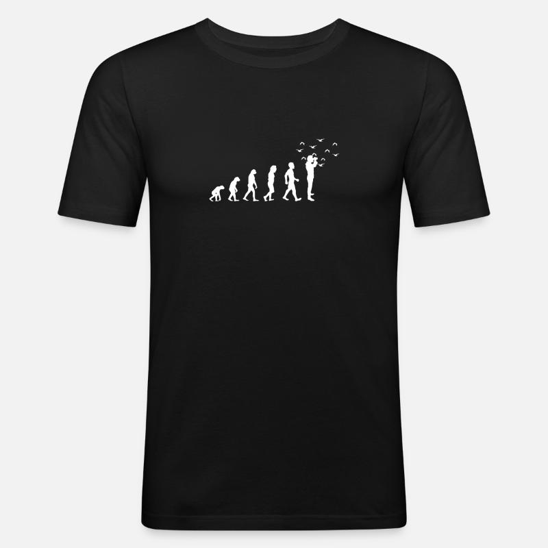 Evolution Vogelbeobachter Vogel Nerd - Männer Slim Fit T-Shirt - Schwarz