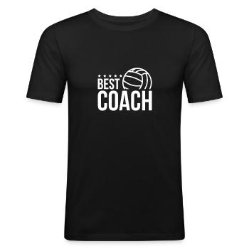 Meilleur volley coach Ever T-shirt cadeau - T-shirt près du corps Homme - noir - Devant - Nik (191cm)