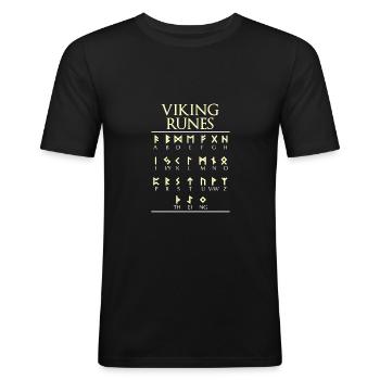 Viking Runes Wikinger Runen Schriftart - Männer Slim Fit T-Shirt - Schwarz - Vorne - Nik (191cm)