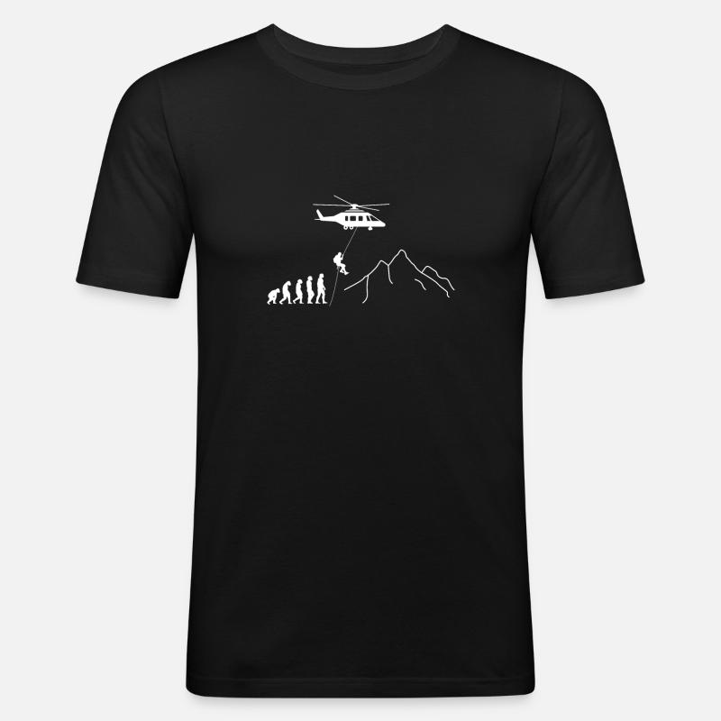 Evolution Bergretter Bergrettung Geschenk - Männer Slim Fit T-Shirt - Schwarz
