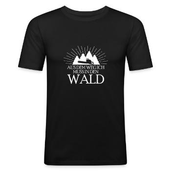 Aus Dem Weg Ich Muss In Den Wald Waldarbeiter - Männer Slim Fit T-Shirt - Schwarz - Vorne - Nik (191cm)