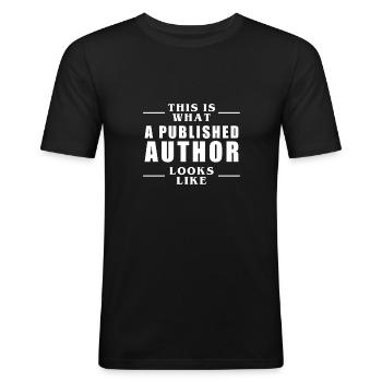 Voici à quoi ressemble un auteur publié - T-shirt près du corps Homme - noir - Devant - Nik (191cm)
