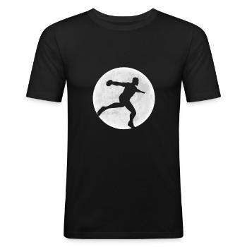 Moon Discus Thrower Shirt Cadeau - T-shirt près du corps Homme - noir - Devant - Nik (191cm)