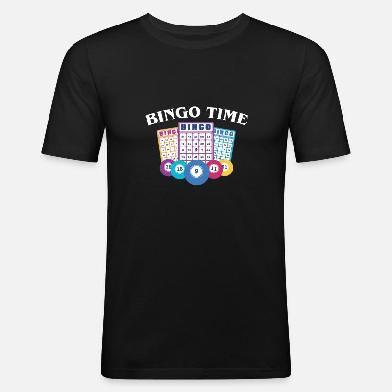 Bingo Time Shirt Geschenk - Männer Slim Fit T-Shirt - Schwarz