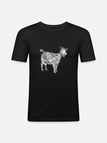Ziege Ziege Blumenmuster - Männer Slim Fit T-Shirt - Schwarz