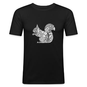 Eichhörnchen Eichhörnchen Blumenmuster - Männer Slim Fit T-Shirt - Schwarz - Vorne - Nik (191cm)