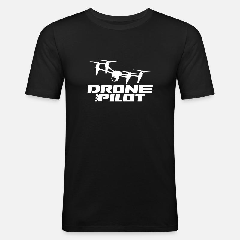 Drone Pilot - Männer Slim Fit T-Shirt - Schwarz