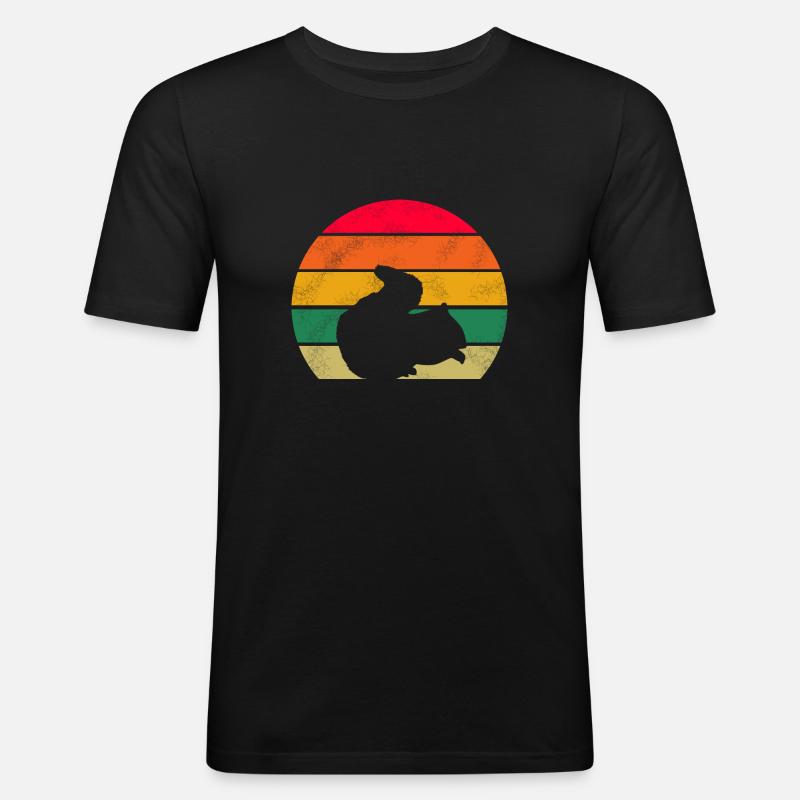 Grunge Wald Tier Retro Eichhörnchen - Männer Slim Fit T-Shirt - Schwarz