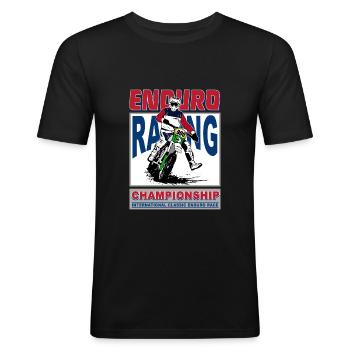 Enduro - Männer Slim Fit T-Shirt - Schwarz - Vorne - Nik (191cm)