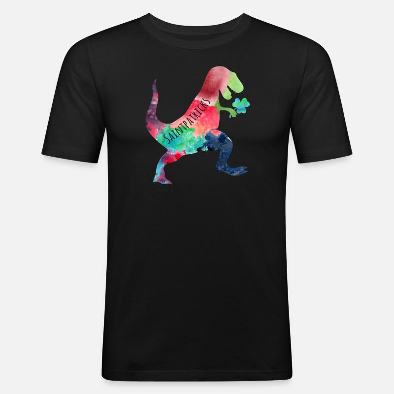 Heiliger Patricks Trex - Männer Slim Fit T-Shirt - Schwarz