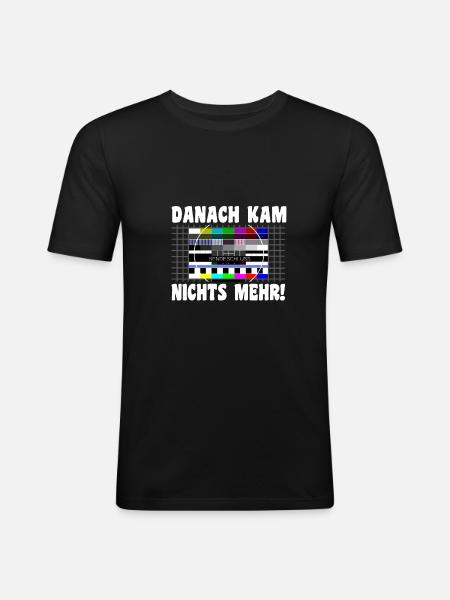 Sendeschluss: 80er 90er Testbild - Männer Slim Fit T-Shirt - Schwarz