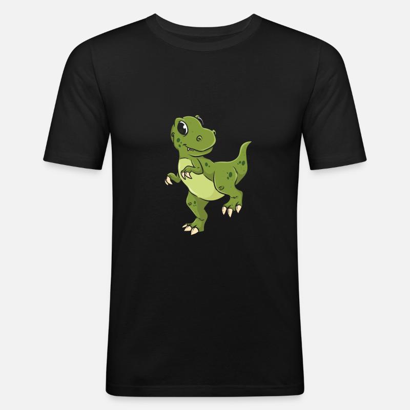 Dino Dinosaurier T-Rex - Männer Slim Fit T-Shirt - Schwarz