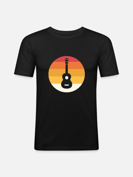 Ukelele Retro Uke -Cadeau Enthousiaste - T-shirt près du corps Homme - noir