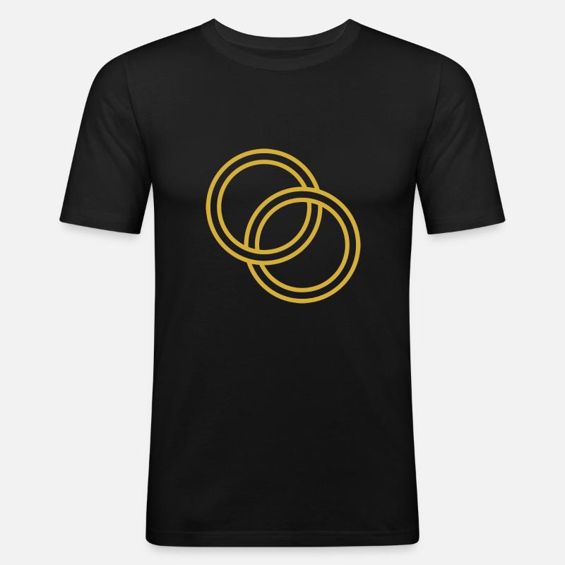 goldene verschlungene Eheringe - Männer Slim Fit T-Shirt - Schwarz