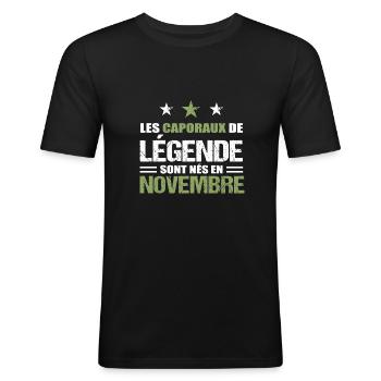 Caporal cadeau anniversaire novembre militaire - T-shirt près du corps Homme - noir - Devant - Nik (191cm)