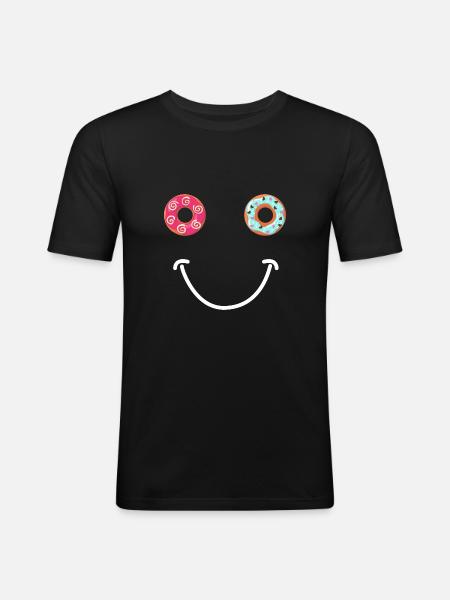 Donut Happy Face - Men's Slim Fit T-Shirt - black