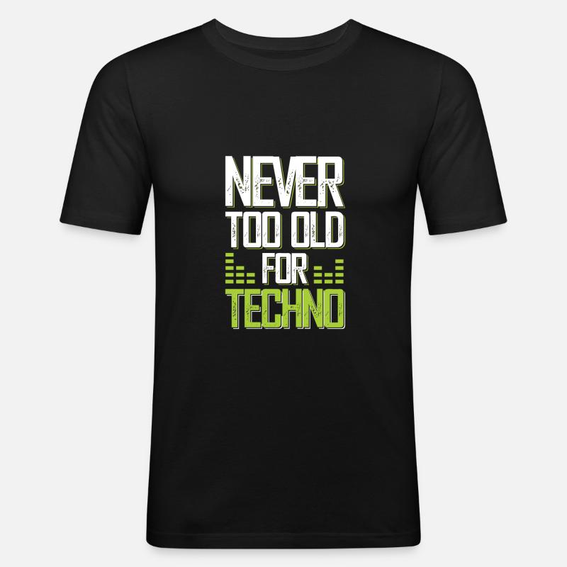 techno music - Männer Slim Fit T-Shirt - Schwarz