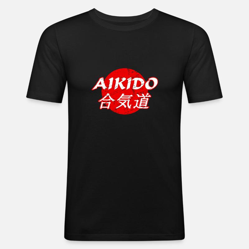 Aikido - Männer Slim Fit T-Shirt - Schwarz