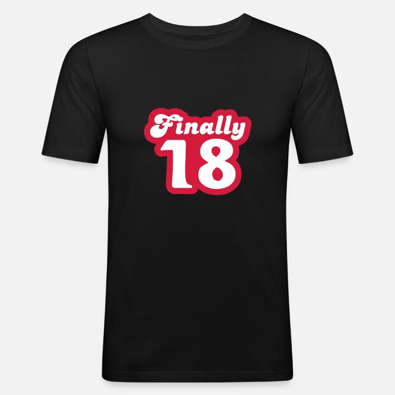 Finally 18 - Männer Slim Fit T-Shirt - Schwarz