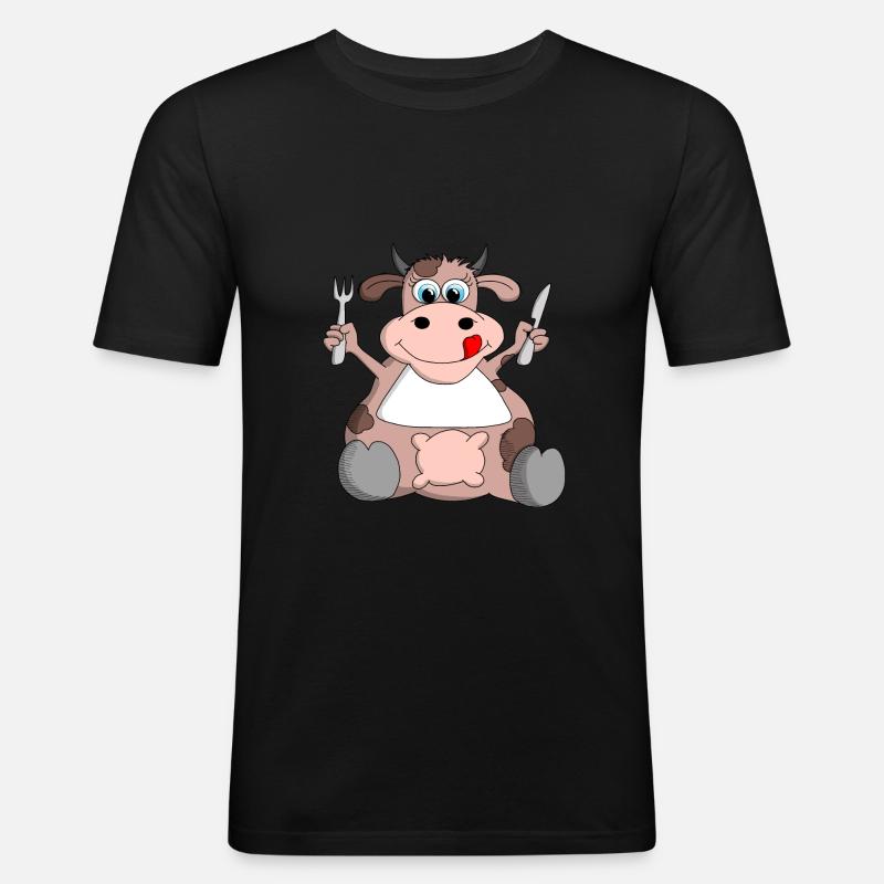 Ulkige Kuh hat Hunger - Männer Slim Fit T-Shirt - Schwarz