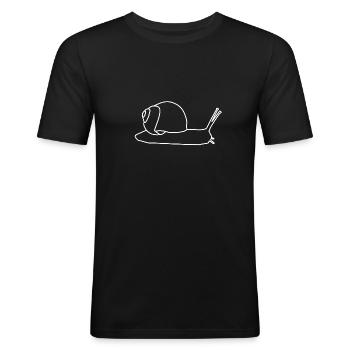Schnecke - Männer Slim Fit T-Shirt - Schwarz - Vorne - Nik (191cm)