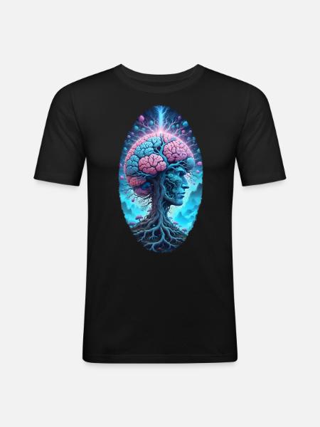Psychedelic nature spirits - Men's Slim Fit T-Shirt - black